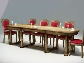 Обеденная группа со стульями (Стол Атлант Р и стулья Идальго), дуб с патиной от магазина Мебельный дом