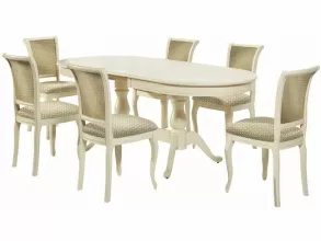 Обеденная группа (Стол Фабрицио-2 овал и 6 стульев Кабриоль), слоновая кость от магазина Мебельный дом