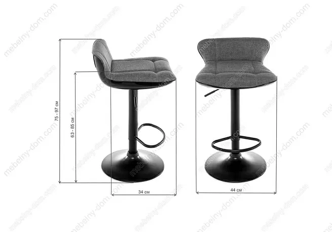 Барный стул Domus черный / серый. Фото 1