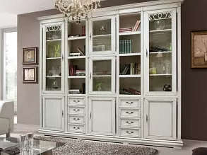 Книжный шкаф для библиотеки «Оскар 1» ММ-218-25, белая эмаль от магазина Мебельный дом