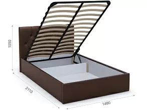 Кровать Женева 140 п/м с пуговицами, Dark brown от магазина Мебельный дом