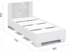 Кровать «Аврора» 90*200 (основание ЛДСП), Белый/Ателье светлый от магазина Мебельный дом