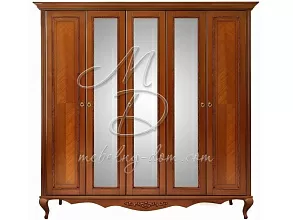 Шкаф распашной 5-ти дверный с зеркалами Неаполь Т-525, янтарь от магазина Мебельный дом
