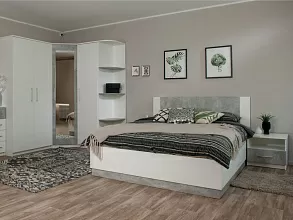 Кровать «Аврора» 160*200 (основание ЛДСП), Белый/Ателье светлый от магазина Мебельный дом