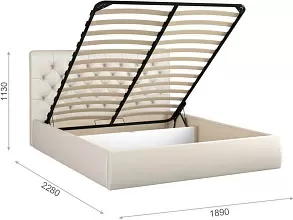 Кровать «Беатриче» 180 п/м с пуговицами, Teos milk от магазина Мебельный дом
