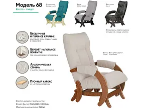 Кресло-глайдер, Модель 68 Венге, Verona Vanilla от магазина Мебельный дом