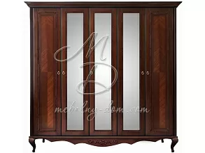 Шкаф распашной 5-ти дверный с зеркалами Неаполь Т-525, вишня от магазина Мебельный дом