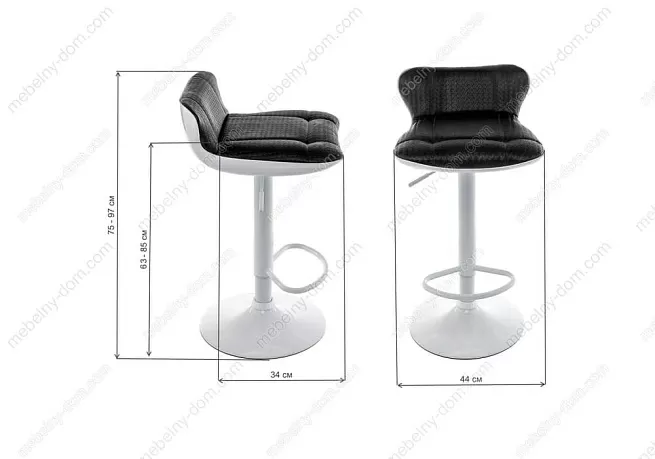 Барный стул Domus белый / черный. Фото 1