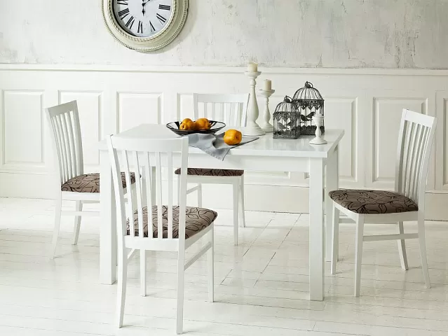 Обеденная группа (Стол «Комфорт» и 4 стула «Комфорт» Motive Latte), белая эмаль. Фото 2