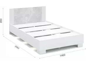 Кровать «Аврора» 140*200 (основание ЛДСП), Белый/ателье светлый от магазина Мебельный дом
