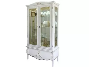 Шкаф с витриной «Трио» ММ-279-02, белая эмаль от магазина Мебельный дом