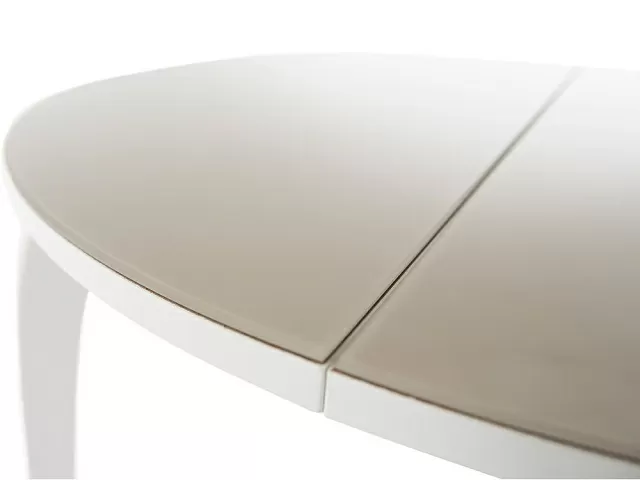 Стол «Ривьера» круг стекло капучино, каркас белый. Фото 6