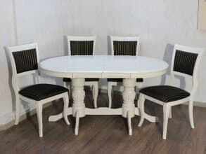 Обеденная группа из Малайзии (Стол Anjelica и стулья Bianca), цвет белый от магазина Мебельный дом