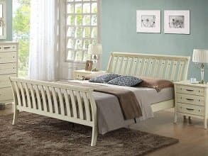 Кровать из массива гевеи «1402», белый с патиной от магазина Мебельный дом