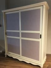 Шкаф-купе в спальню «Florence» MK-5024-AW (Молочный/ткань PinkNDS150) от магазина Мебельный дом