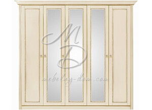 Шкаф распашной 5-ти дверный с зеркалами Палермо Т-755, ваниль от магазина Мебельный дом