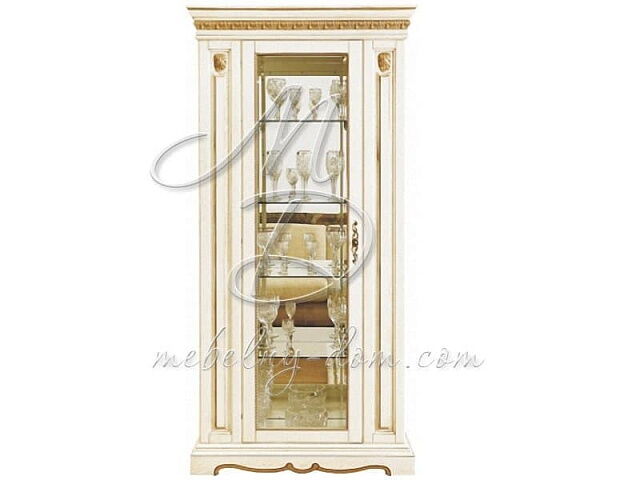 Шкаф с витриной «Милана 8» П265.08, слоновая кость. Фото 1