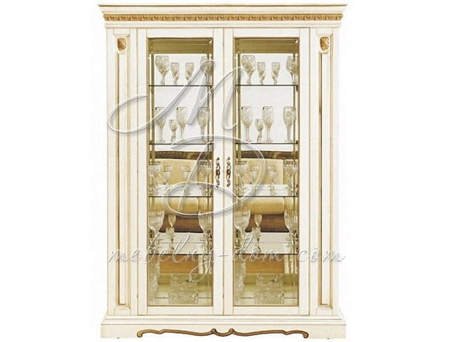 Шкаф с витриной «Милана 5» П265.05, слоновая кость. Фото 2