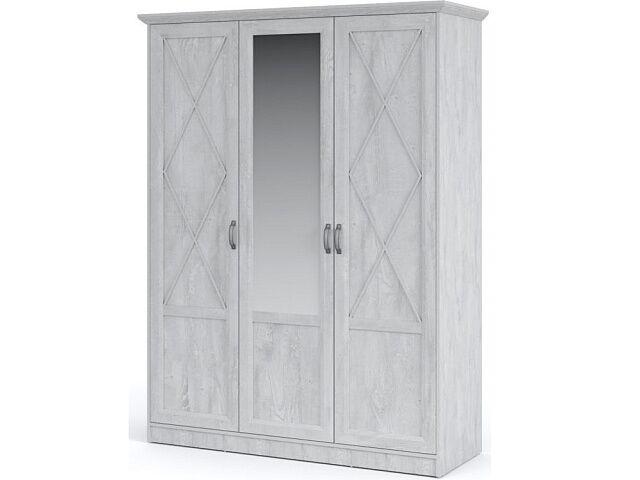 Шкаф «Лорена» 3-х дверный, Бетон Паин белый. Фото 1