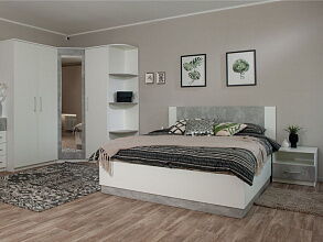 Кровать «Аврора» 160*200 (основание ЛДСП), Белый/Ателье светлый от магазина Мебельный дом