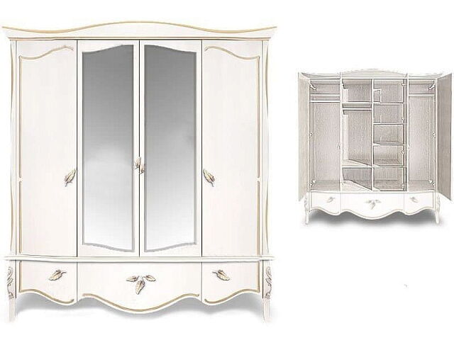 Шкаф для одежды «Трио» ММ-277-01/04, белая эмаль. Фото 2