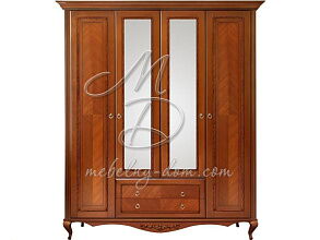 Шкаф распашной 4-х дверный с зеркалами Неаполь Т-524, янтарь от магазина Мебельный дом