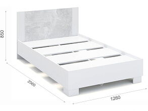 Кровать «Аврора» 120*200 (основание ЛДСП), Белый/Ателье светлый от магазина Мебельный дом