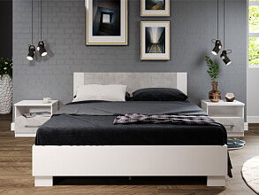 Кровать «Аврора» 140*200 (основание ЛДСП), Белый/ателье светлый от магазина Мебельный дом