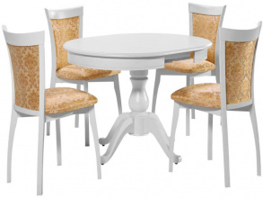 Обеденная группа (Стол Фабрицио-1 и 4 стула Тулон м/с), белая эмаль от магазина Мебельный дом