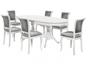 Обеденная группа (Стол Фабрицио-2 овал и 6 стульев Кабриоль), эмаль белая от магазина Мебельный дом
