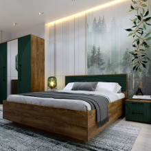 Спальня «Монтале» КМК 0966, дуб канзас/зеленый матовый от магазина Мебельный Дом