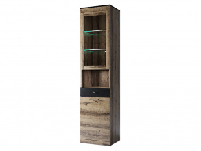 Шкаф с витриной 1V1D1SN, JAGGER, цвет Дуб монастырский /Черный от магазина Мебельный дом