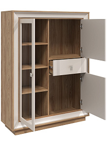 Шкаф с витриной «Прато» низкий, вяз/газания матовый от магазина Мебельный дом