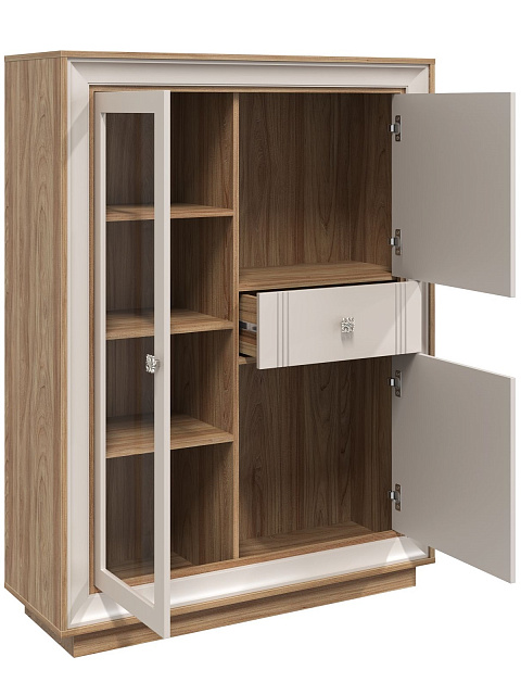 Шкаф с витриной «Прато» низкий, вяз/газания матовый. Фото 2