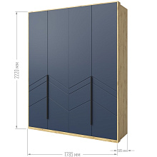 Шкаф «Тиана» 4Д КМК 0967.1, дуб наварра/синий матовый от магазина Мебельный дом