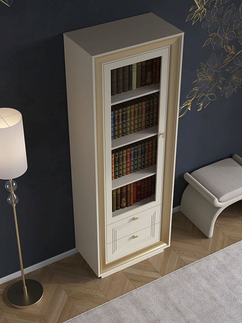 Шкаф с витриной «Прато», зефир/миндаль. Фото 6