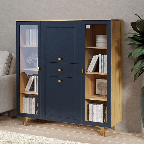 Шкаф-витрина Вега Сапфир 140, темно-синий. Фото 3