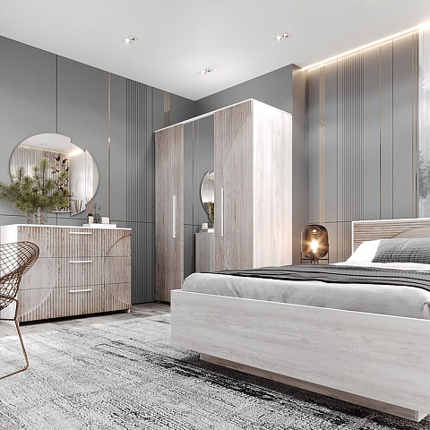 Кровать «Монтале» 160x200 КМК 0966.8 с ПМ, бетон пайн светлый/астана. Фото 3