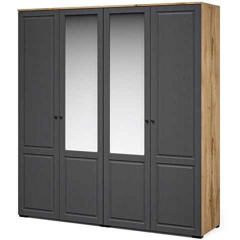 Шкаф «Лацио Сканди» 4д (с зеркалами), Вотан/Сканди графит. Фото 1