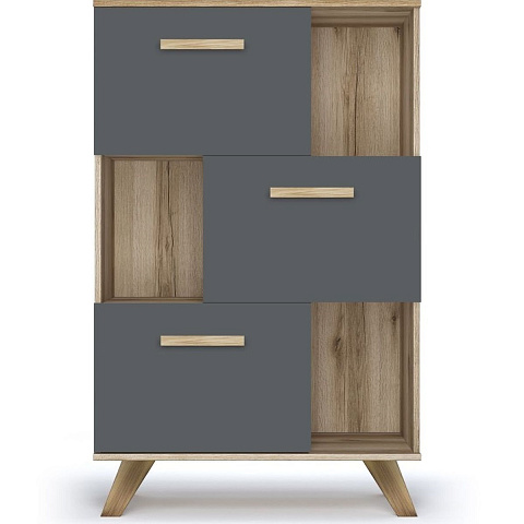 Шкаф низкий с нишами Вега Скандинавия, серый. Фото 1