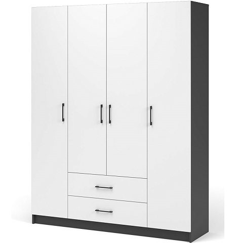 Шкаф «Чикаго» 4д2ящ Антрацит/Белый. Фото 1