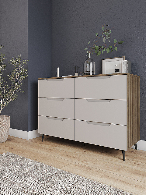 Комод Роза 1300 Тренто, бежевый скин. Фото 1