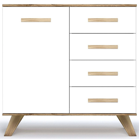 Комод Вега Скандинавия 90, белый глянец. Фото 1