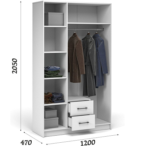 Шкаф «Чикаго» 3д2ящ (с зеркалом) MAX, белый. Фото 2