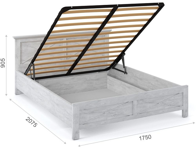 Кровать «Лорена» 160 (подъемник), Бетон Паин белый. Фото 2