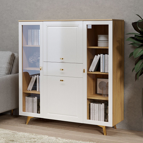 Шкаф-витрина Вега Сапфир 140, белый глянец. Фото 5