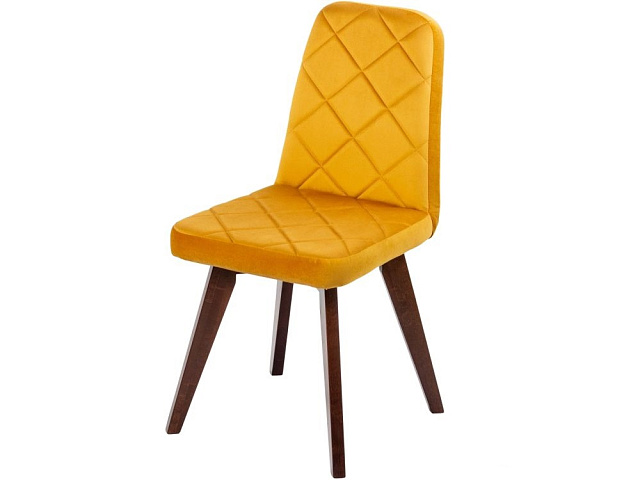 Стул АРИОН (ромб), ВЕЛЮР 14 ЗОЛОТО, каркас СТАНДАРТ МАССИВ, Орех. Фото 1