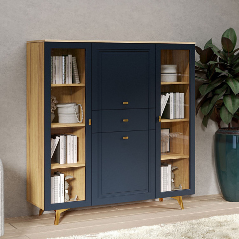 Шкаф-витрина Вега Сапфир 140, темно-синий. Фото 4