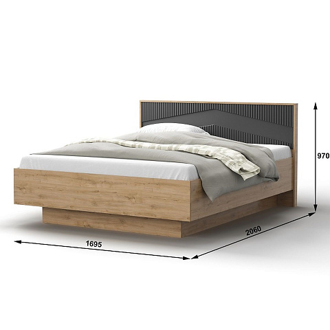 Спальня «Оливия» КМК 0971, дуб наварра/шагрень черная. Фото 3