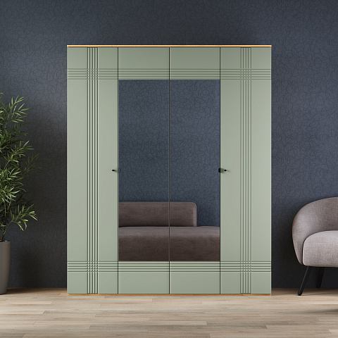 Шкаф Вега Саксония 180, серо-зеленый. Фото 6